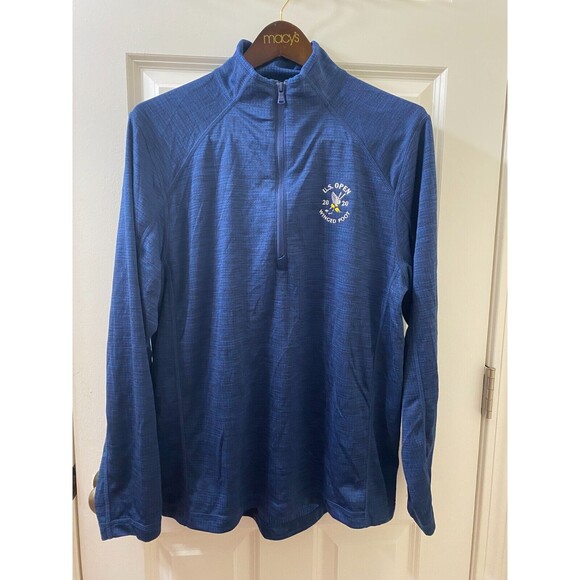 Men's 2020 U.S. Open Vineyard Vines Heather Navy Sankaty Half-Zip Performance M - Picture 1 of 12